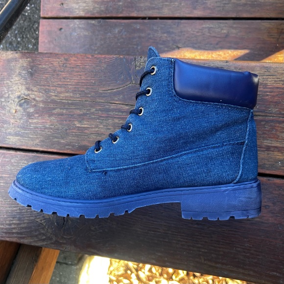 BLUE SUEDE SHOES DENIM ANKLE BOOTS SIZE 10 - Picture 6 of 15